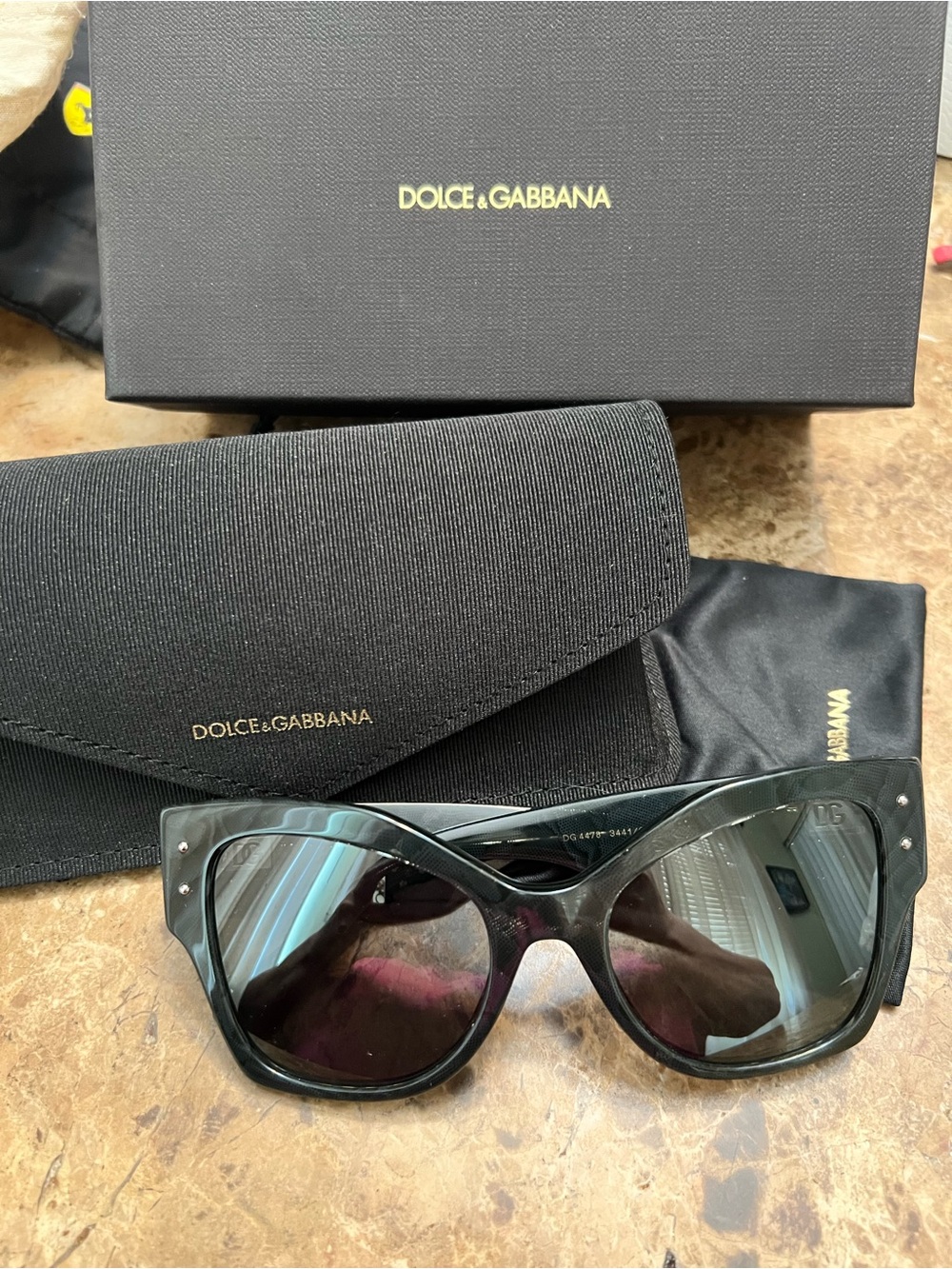 Dolce & Gabbana  DG4478 Black Gloss Cat-Eye Sunglasses